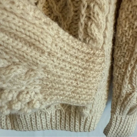 Ireland Cream Hand Knit Wool Cardigan Size M - Picture 8 of 8